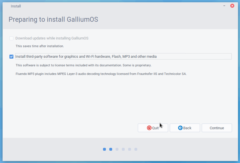 Options to check for downloading and third-party during Gallium installation